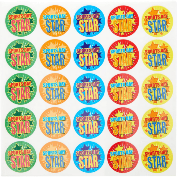 Sports Day Star Variety Pack | 250 Stickers | 28 mm