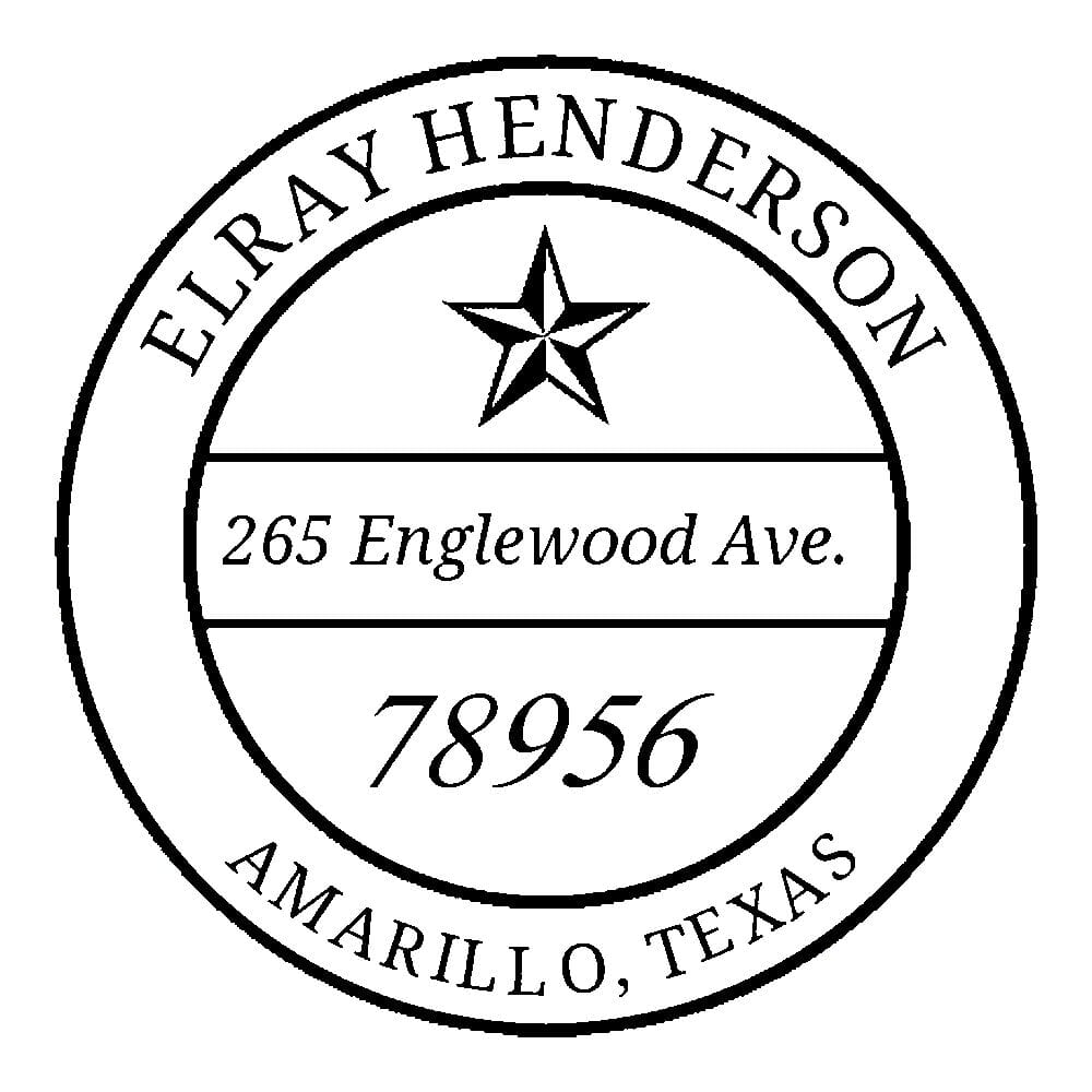 Lone Star Round Monogram Stamp stamps4u.co.uk