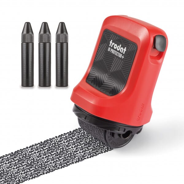 Trodat ID Protector Ink Roller Stamp With Box Letter Opener Refills