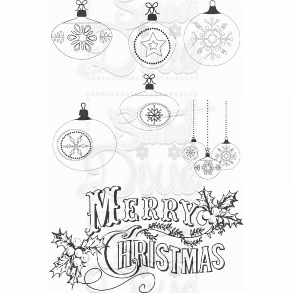 Kath Halstead Designs - Merry Christmas Baubles Clear Stamp A6