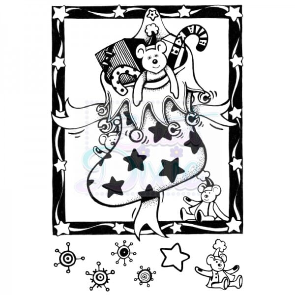 Cathie Shuttleworth Designs - Teddies Christmas Stocking Clear Stamp A6