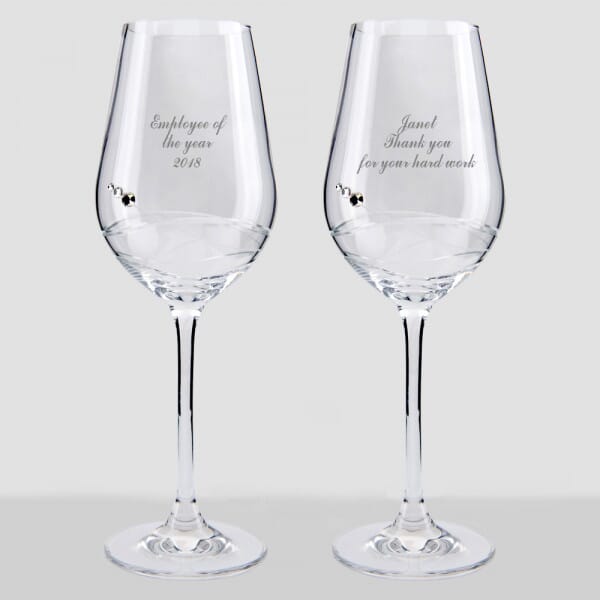 Personalised Employee Recognition Wine Glass Set