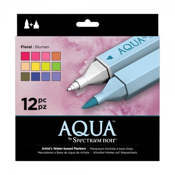 Spectrum Noir 12pk Aqua Markers Set - Floral
