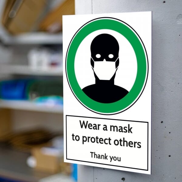 Aluminium Safety Instruction Sign - Wear A Mask (200x300mm)