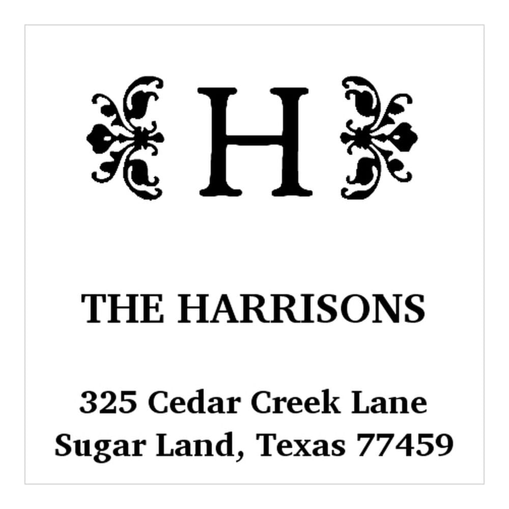 Formal Flower Square Monogram Stamp stamps4u.co.uk