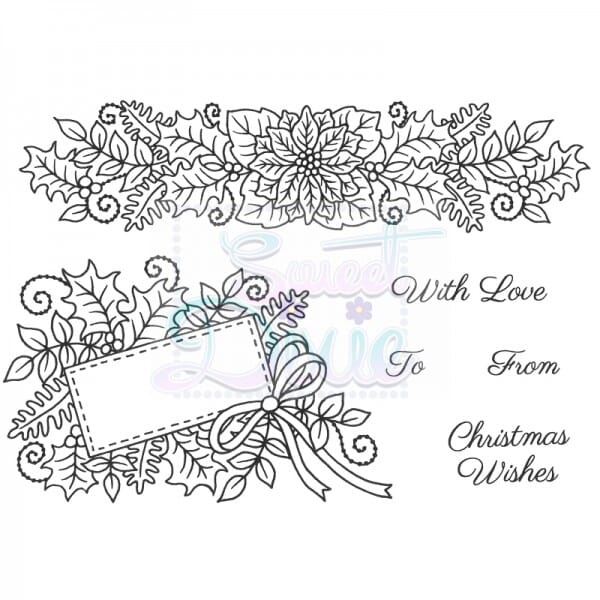 Sue Dix Designs - Floral Christmas Border and Tag Clear Stamp A6