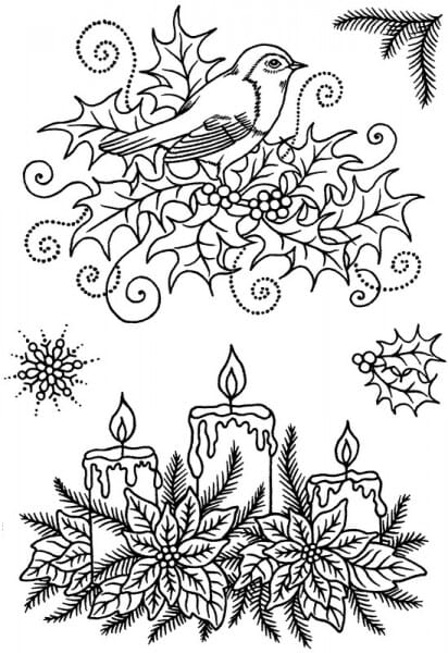 Sue Dix - Robin and Candles Clear Stamp