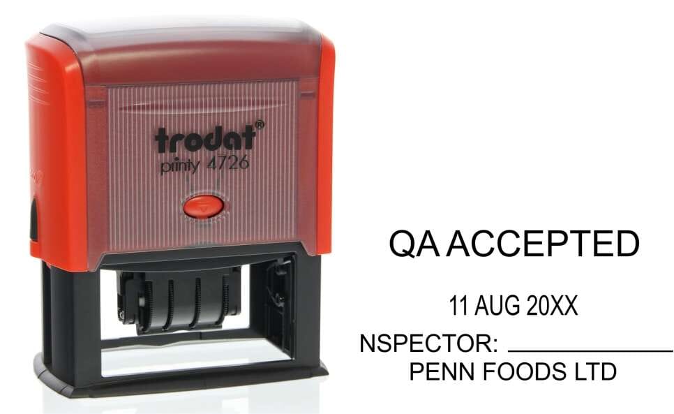 Customised Quality Control Inspection Date Stamp QA Accepted