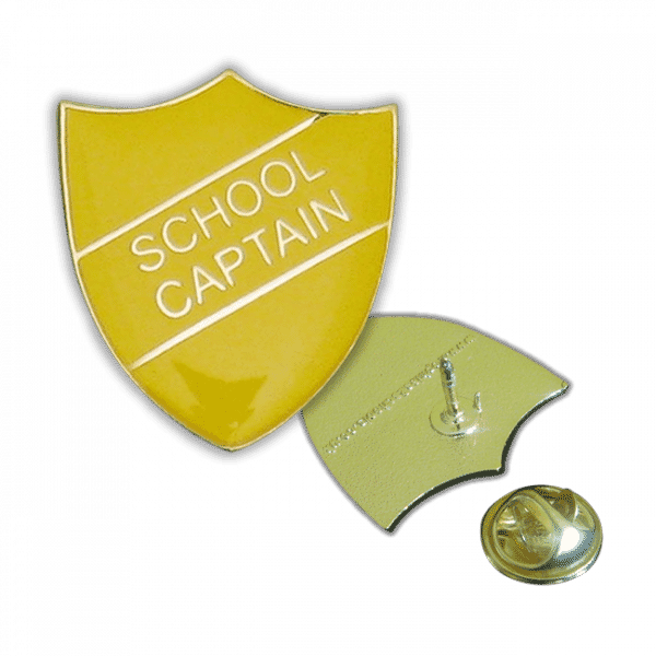 School Captain Enamel Shield Badge - Yellow
