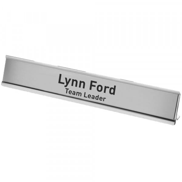 Customised Desk Plate With Holder (250x50mm) - Silver