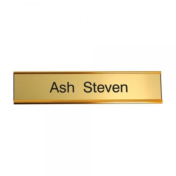 Door Nameplate engraved - 200 x 50 mm - gold-black