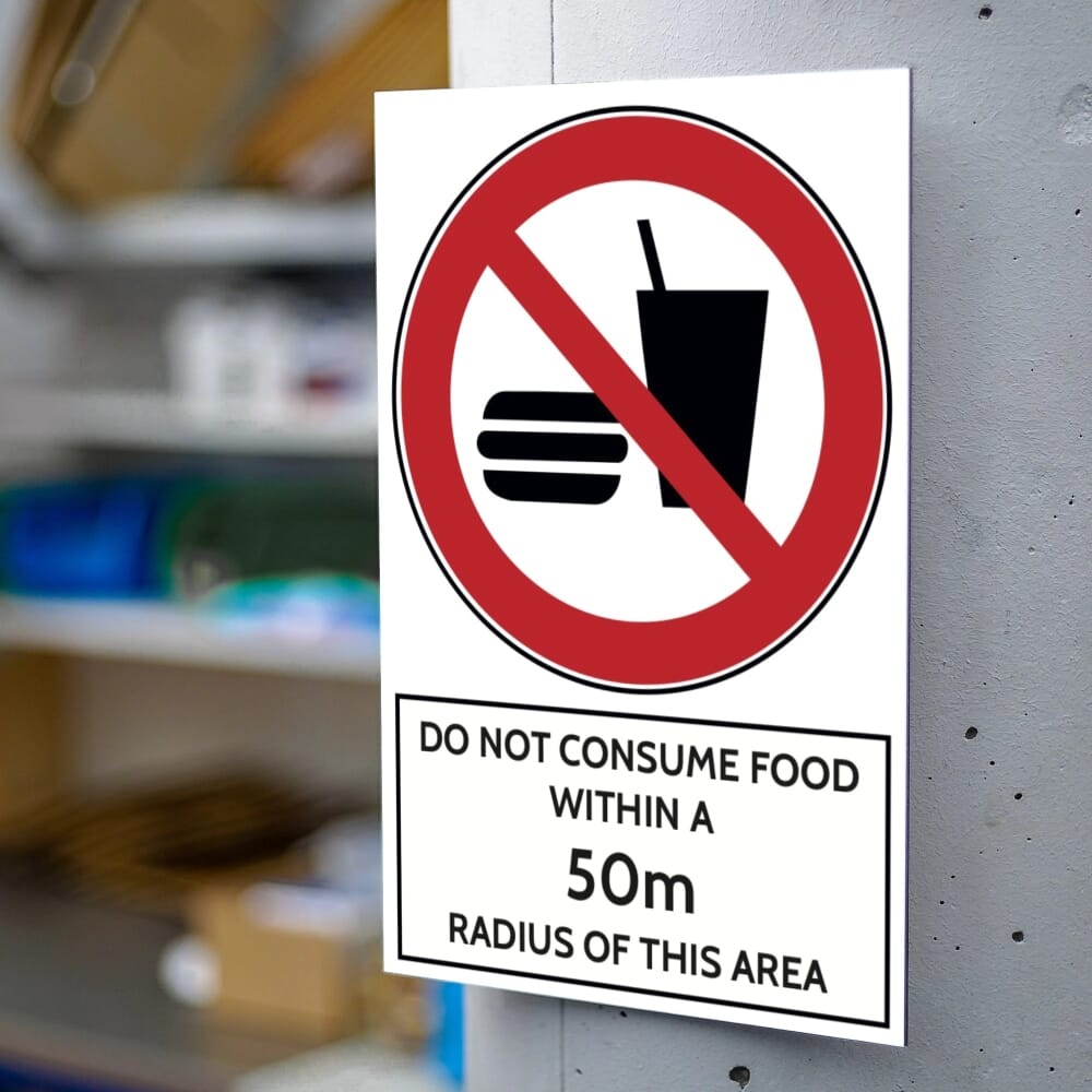 Aluminium Prohibition Sign - Consumption | Stamps4u.co.uk