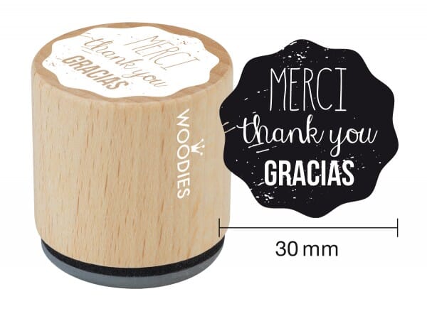 Woodies stamp MERCI thank you GRACIAS