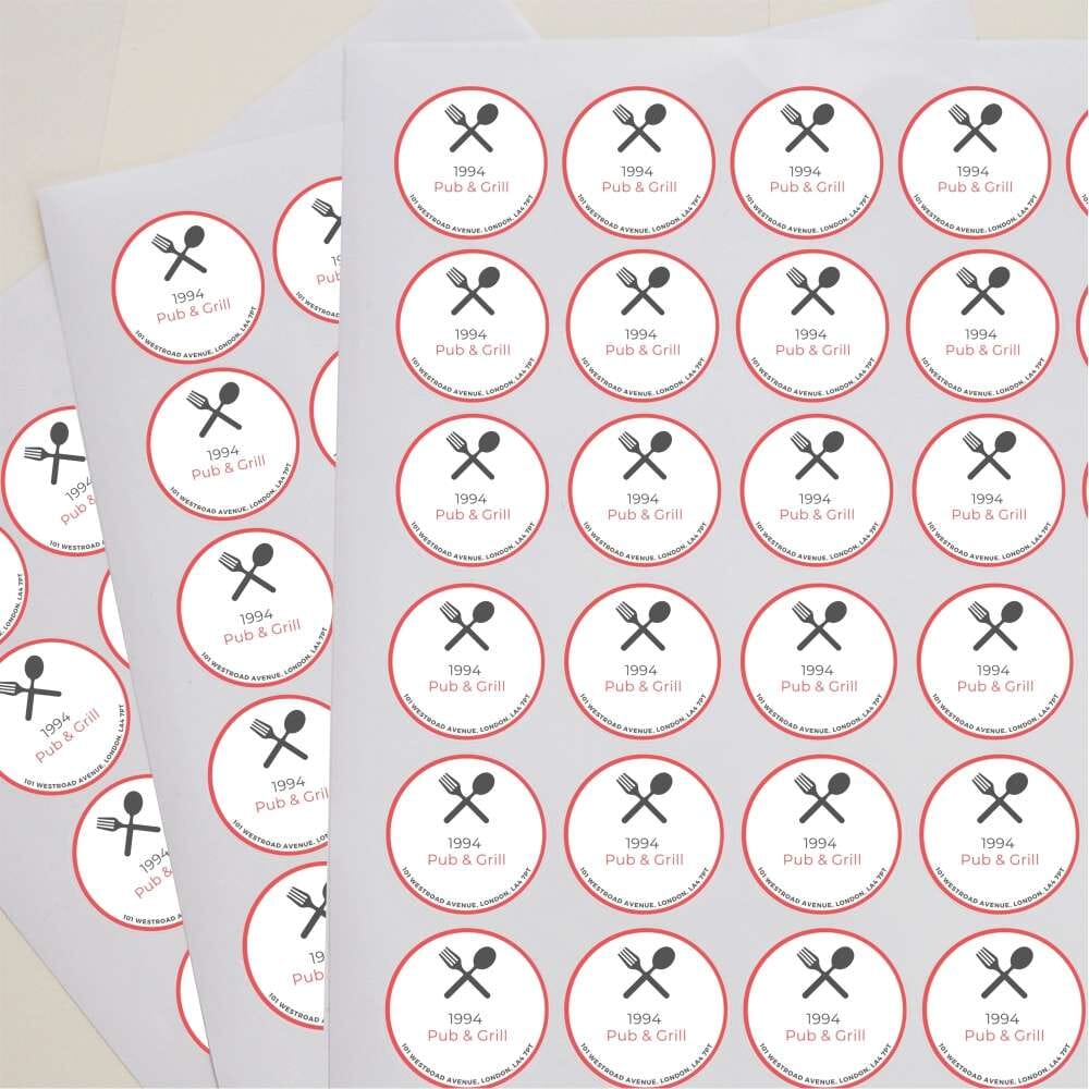 Round Vinyl Custom Business Stickers 35mm Stamps4u.co.uk