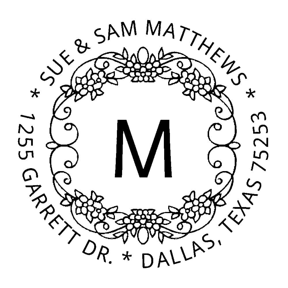Grapevine Round Monogram Stamp stamps4u.co.uk