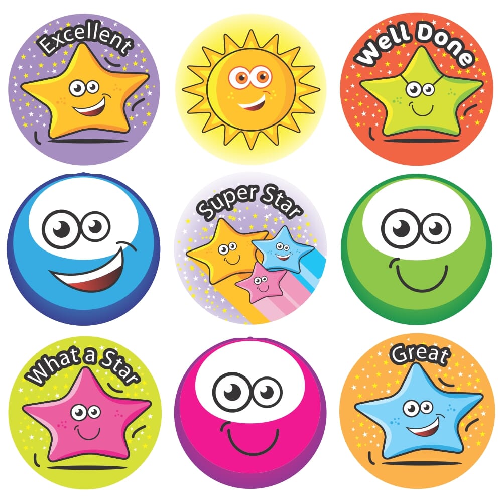 Bumper Pack Stickers - 3D Stars & Smiles | stamps4u.co.uk